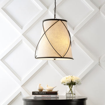 Milo 19" Rustic Farmhouse Iron LED Pendant - JONATHAN Y